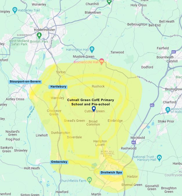 Map showing the area of pupil intake